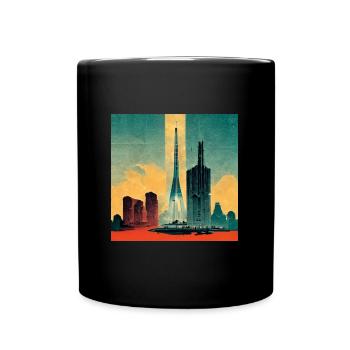 Futuristische Metropole - Tasse einfarbig - Schwarz - Vorne
