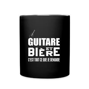 Guitare et bière c'est tout ce que je demande - Mug uni - noir - Devant