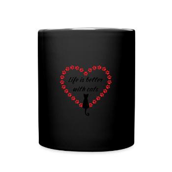 Life is better with cats - Full Colour Mug - black - Front