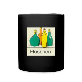 Flaschen - Tasse einfarbig - Schwarz - Vorne