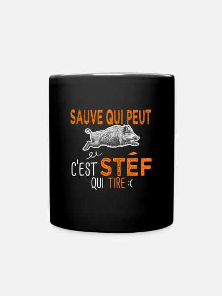 c'est stef qui tire Humour Chasseur stéphane - Mug uni - noir