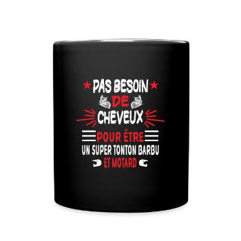 Pas besoin de cheveux tonton barbu motard humour - Mug uni - noir - Devant