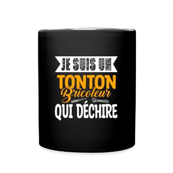 Tonton bricoleur qui déchire t-shirt bricolage - Mug uni - noir - Devant