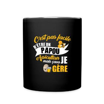 Papou apiculteur grand père abeille à miel t-shirt - Mug uni - noir - Devant