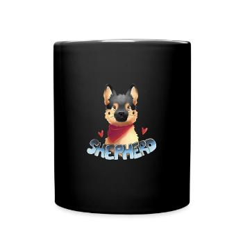 Schäferhund - Tasse einfarbig - Schwarz - Vorne