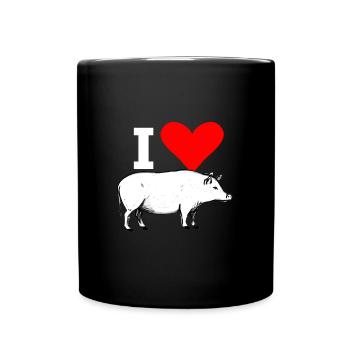 I Love Schwein (Handgezeichnet) - Tasse einfarbig - Schwarz - Vorne