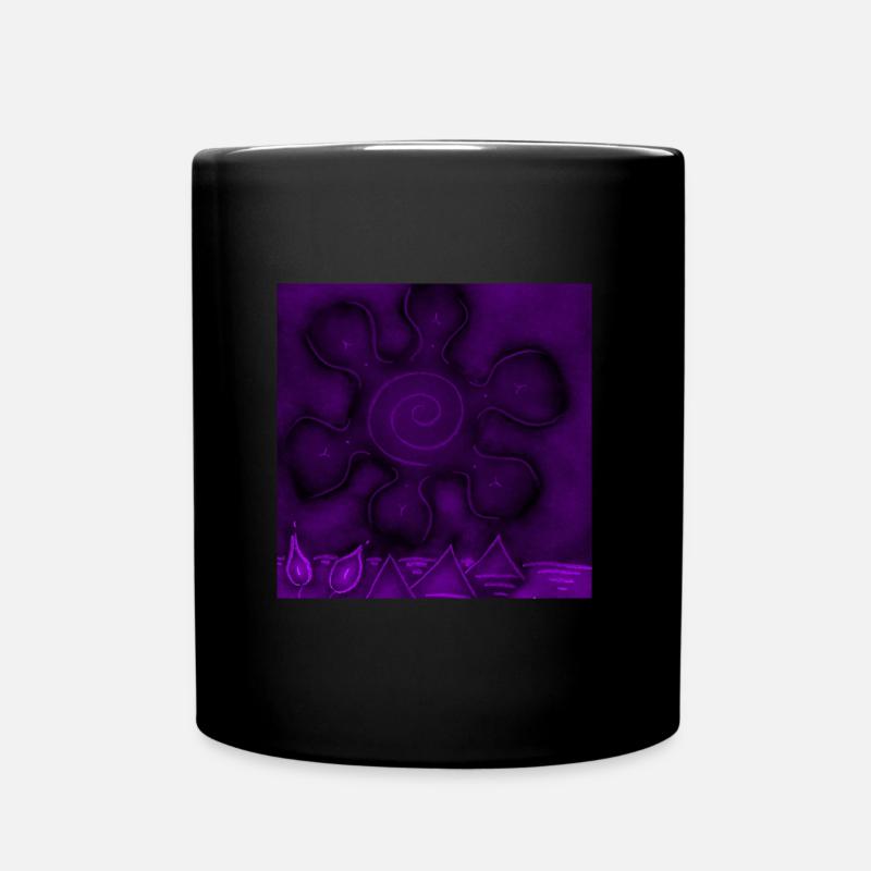 SUN ON PURPLE PYRAMIDS - Full Colour Mug - black
