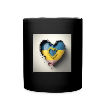 Drapeau éclatant trou dans un cœur Ukraine amour - Mug uni - noir - Devant