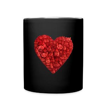 Katzenherz Valentinstag Katzenliebhaber Geschenk - Tasse einfarbig - Schwarz - Vorne
