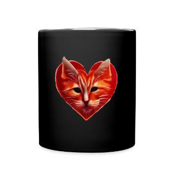 Katzenherz Valentinstag Katzenliebhaber Geschenk - Tasse einfarbig - Schwarz - Vorne