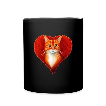 Katzenherz Valentinstag Katzenliebhaber Geschenk - Tasse einfarbig - Schwarz - Vorne