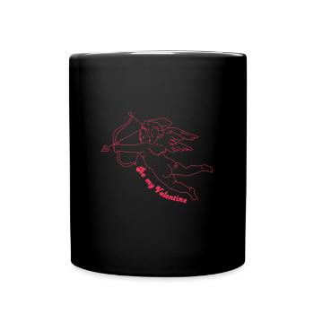 Sei mein Valentinstag - Tasse einfarbig - Schwarz - Vorne