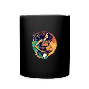 Colorful women's basketball female athlete - Full Colour Mug - black - Front