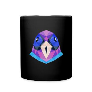 Kunstvolles Papageien-Design, puristische - Tasse einfarbig - Schwarz - Vorne