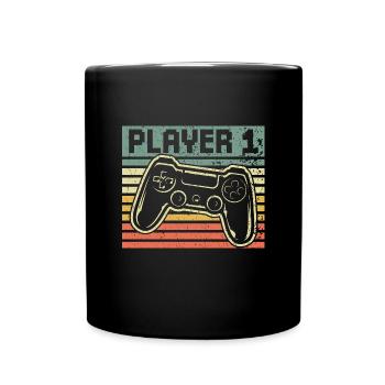 Player 1 Player 2 - Gamer Father Son Partner Look - Full Colour Mug - black - Front