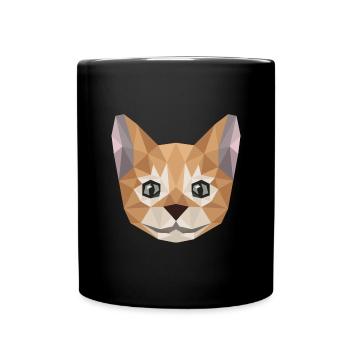Cute Cat Art Kitty Puristischer Stil Lustige - Tasse einfarbig - Schwarz - Vorne