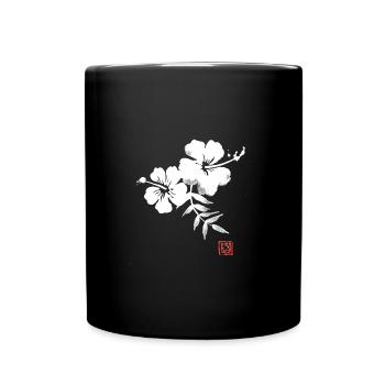 hibiscus white - Mug uni - noir - Devant