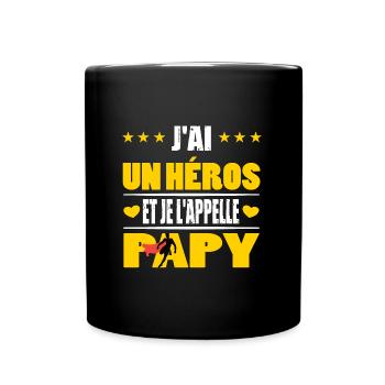 j'ai un héros et je l'appelle papy petits enfants - Mug uni - noir - Devant