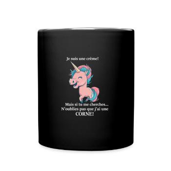 Licorne ecriture blanche - Mug uni - noir - Devant