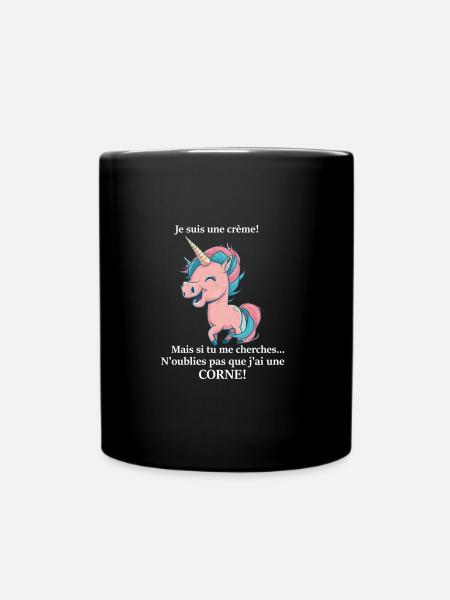 Licorne ecriture blanche - Mug uni - noir