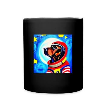 Red spacesuit cosmo dog - Full Colour Mug - black - Front
