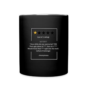 Lustige 1 Sterne Bewertung für Freunde - Tasse einfarbig - Schwarz - Vorne