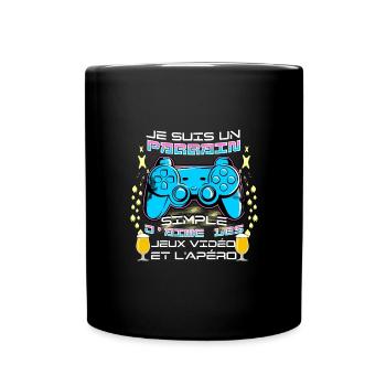 Maillot parrain gamer bière t-shirt idée cadeau - Mug uni - noir - Devant