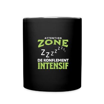 Attention zone de ronflement intensif t-shirt - Mug uni - noir - Devant