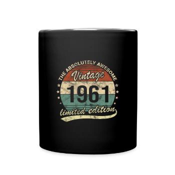 Awesome Since Vintage 1961 Retro Birthday Design - Full Colour Mug - black - Front