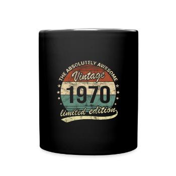 Awesome Since Vintage 1970 Retro Birthday Design - Full Colour Mug - black - Front