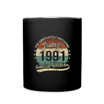 Awesome Since Vintage 1991 Retro Birthday Design - Full Colour Mug - black - Front