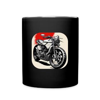 Vintage futuristic Motorrad (rote Sonne) - Tasse einfarbig - Schwarz - Vorne
