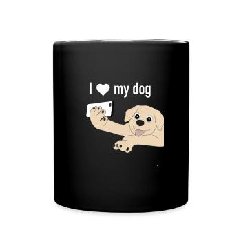 I Love My Dog - Hund Selfie mit Smartphone - Tasse einfarbig - Schwarz - Vorne