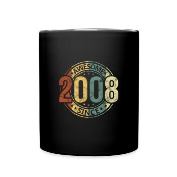 Awesome Since 2008 Retro Vintage Birthday - Full Colour Mug - black - Front
