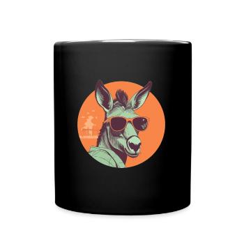 Esel, Sonnenbrille, Maulesel, Maultier - Tasse einfarbig - Schwarz - Vorne
