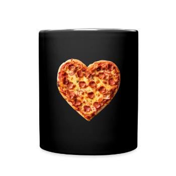 Herz-Pepperoni Pizza Muster - Tasse einfarbig - Schwarz - Vorne