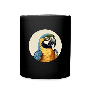 Blau-Gold Ara - Tasse einfarbig - Schwarz - Vorne