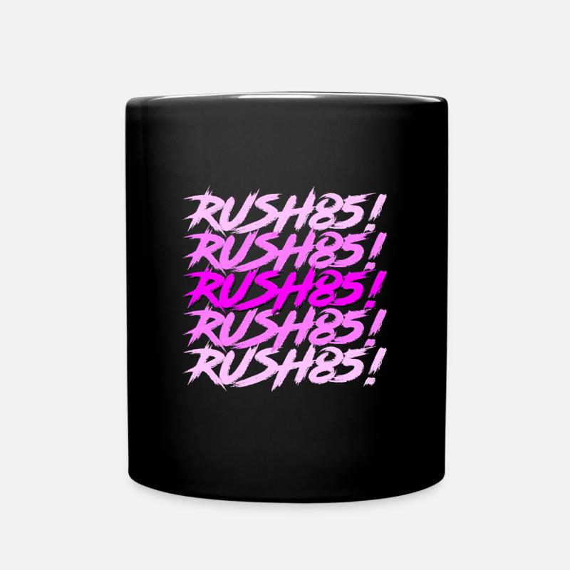 Synthwave / Cyberpunk Title Design RUSH85! -Bright - Full Colour Mug - black