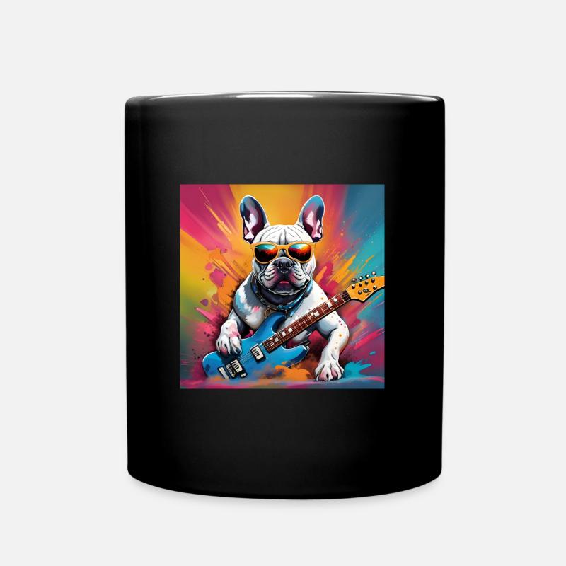 Guitariste Bulldog Français Graffiti Art - Mug uni - noir