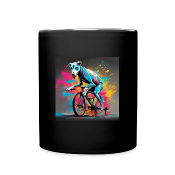 Whippet Mountain Bike Offroad Sports Cyclist - Full Colour Mug - black - Front