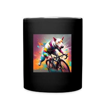 English Bull Terrier Racing Cyclist - Full Colour Mug - black - Front