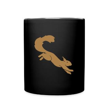 Eichhörnchen im Sprung - Tasse einfarbig - Schwarz - Vorne