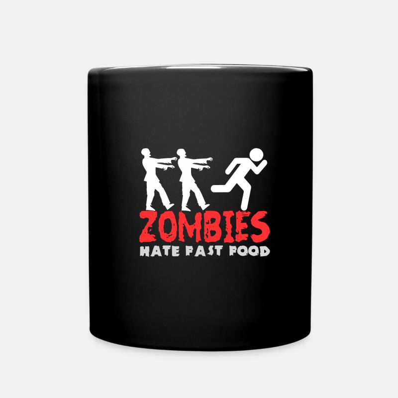 Zombies hate fast food - Full Colour Mug - black