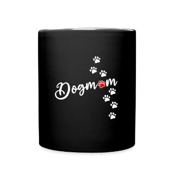 dogmom mit hundepfoten Spur - Tasse einfarbig - Schwarz - Vorne