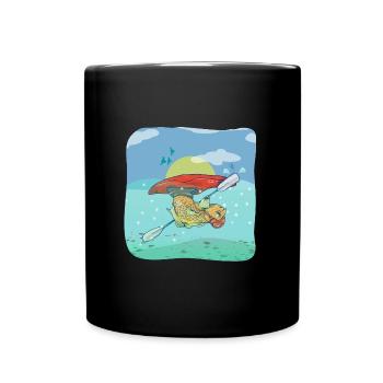 Poisson pagayant un kayak - Mug uni - noir - Devant