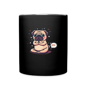 Pupsen Furzen Yoga Mops Lustig - Tasse einfarbig - Schwarz - Vorne