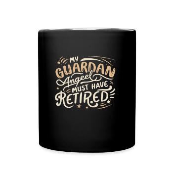 Lustiger Spruch Schutzengel - Tasse einfarbig - Schwarz - Vorne
