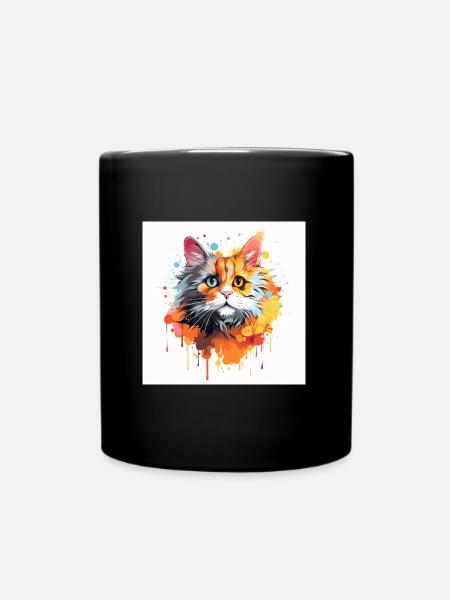 Cat logo - Full Colour Mug - black