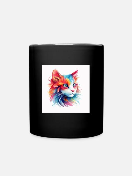 Cat logo - Full Colour Mug - black