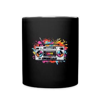 Retro Kasettenrecorder Radio - Tasse einfarbig - Schwarz - Vorne